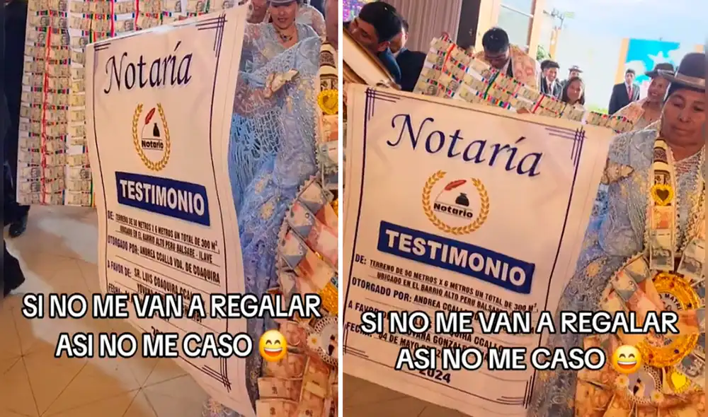 Los invitados se quedaron atónitos al ver el enorme regalo que dieron a los novios. Foto: composición LR/TikTok/@bengiprisma Los invitados se quedaron atónitos al ver el enorme regalo que dieron a los novios. Foto: composición LR/TikTok/@bengiprisma