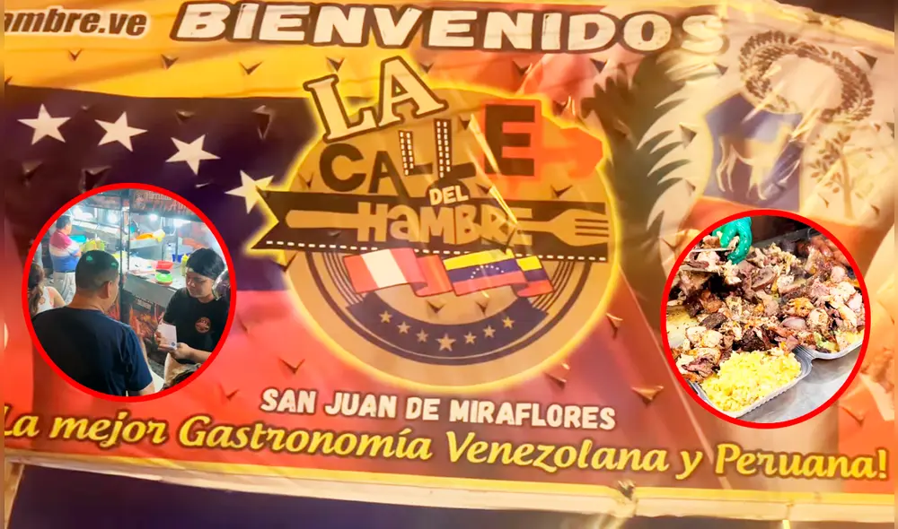 En la Calle del Hambre puedes encontrar comida al paso, desde las populares arepas hasta las parrillas al carbón. Foto: composición LR/TikTok/@wariqueando
