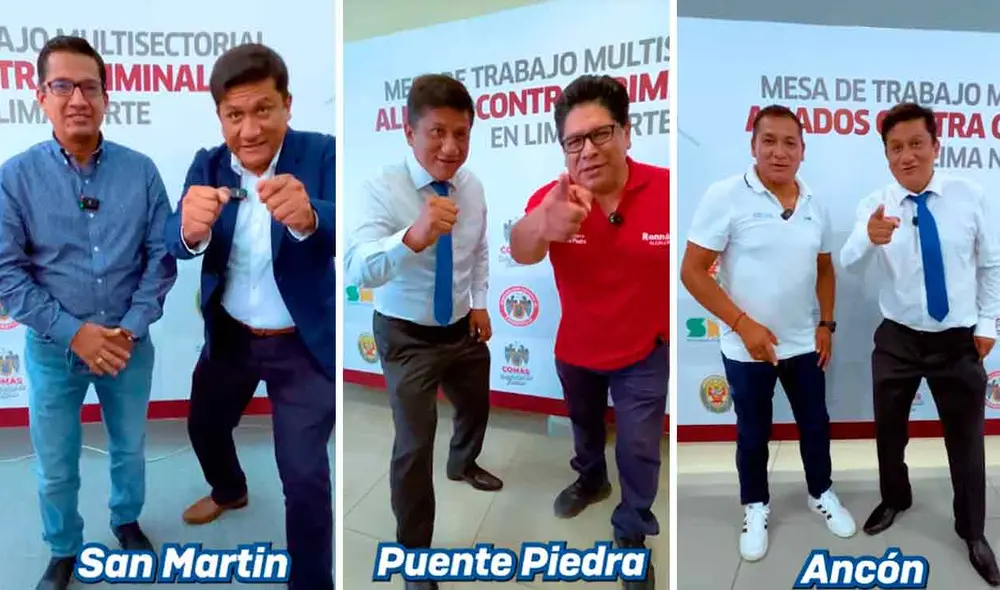 Los alcaldes de Lima expresaron su compromiso en la lucha contra la criminalidad. Foto: composición LR/TikTok Municipalidad de Los Olivos