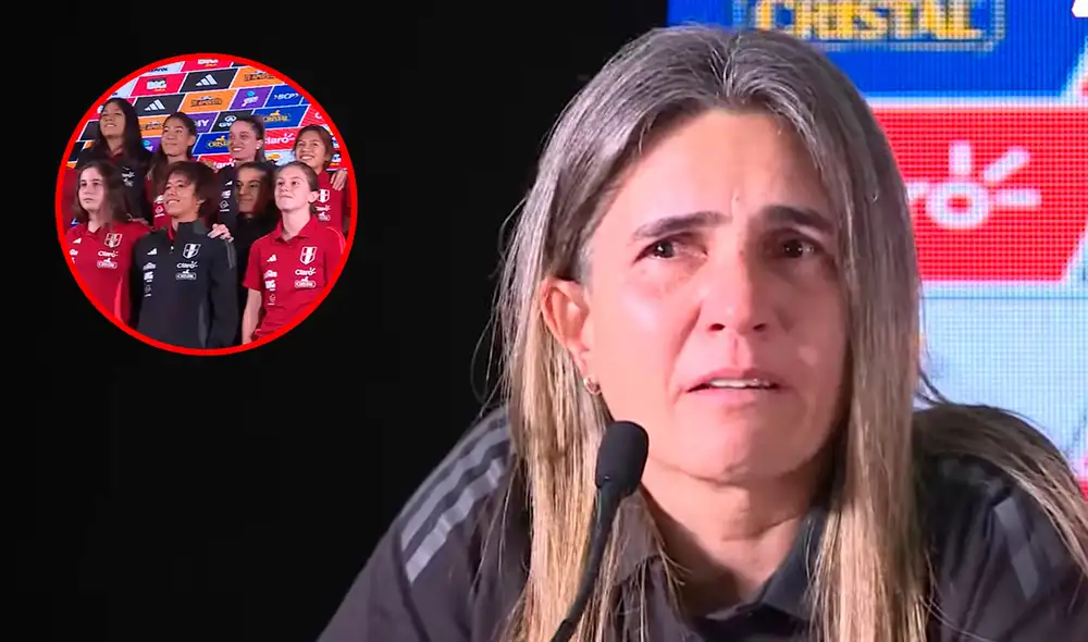 Emily Lima fue parte del recibimiento al equipo dirigido por su asistente, Jaqueline Ucella, que participó en el Sudamericano femenino sub-20. Foto: composición de LR/captura de FPF Play