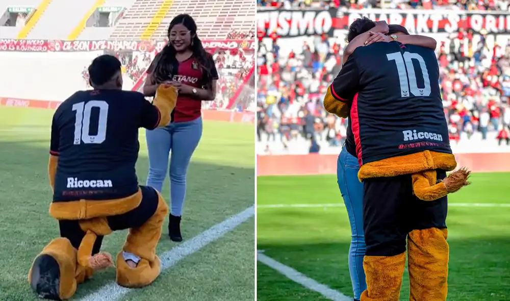 Pedida de mano finalizó con un tierno abrazo. Foto: composición LR/ captura de FBC Melgar