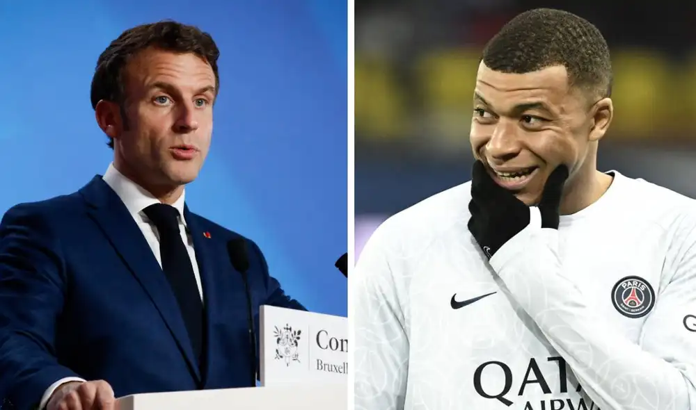 Emmanuel Macron y Kylian Mbappé son muy cercanos desde que el jugador está en el PSG. Foto: EFE/AFP