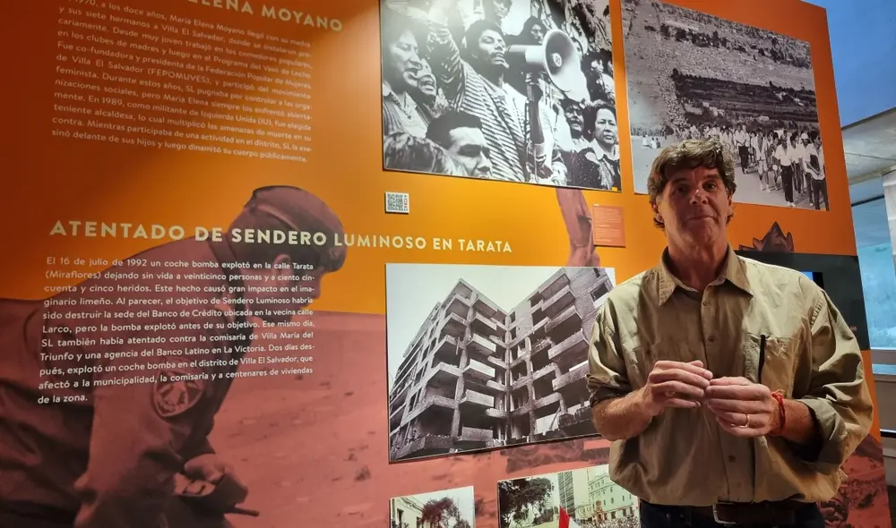 Marco Zileri presentó fotografías inéditas de los momentos de investigación vividos entre 1980 y 2000 durante el periodo de violencia. Foto: Mirian Torres / URPI -LR