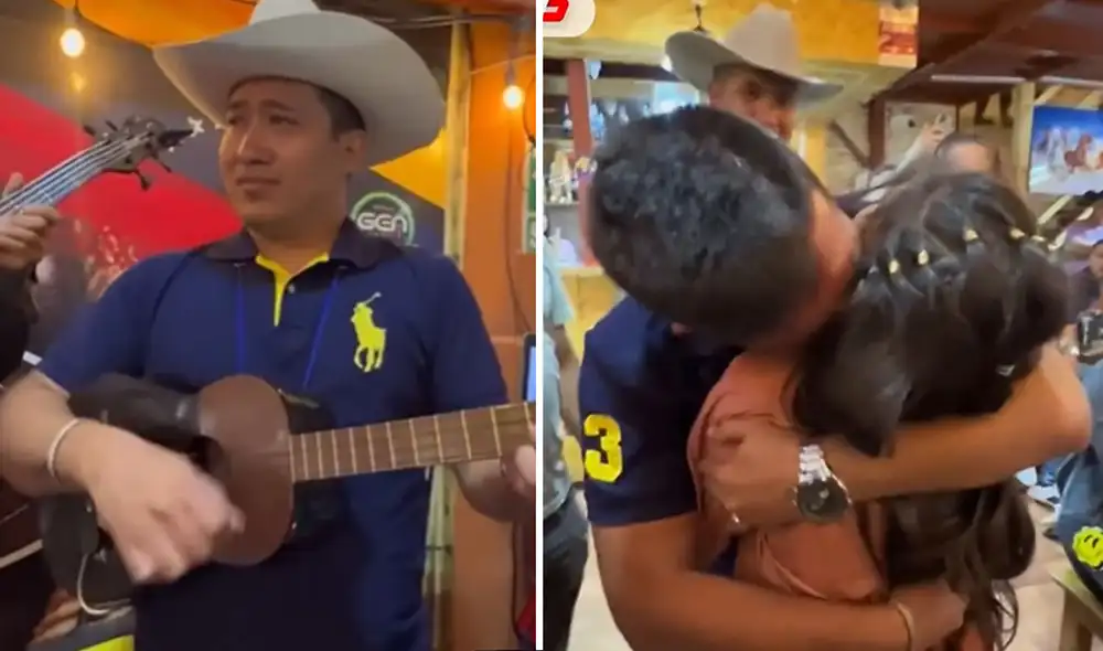 El padre se encontraba en pleno show cuando recibió la visita de su hija. Foto: composición LR/venenewsperu/Instagram