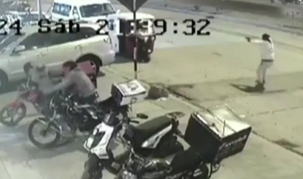Sujeto dispara a mototaxi en plena vía pública. Foto: captura de video de seguridad
