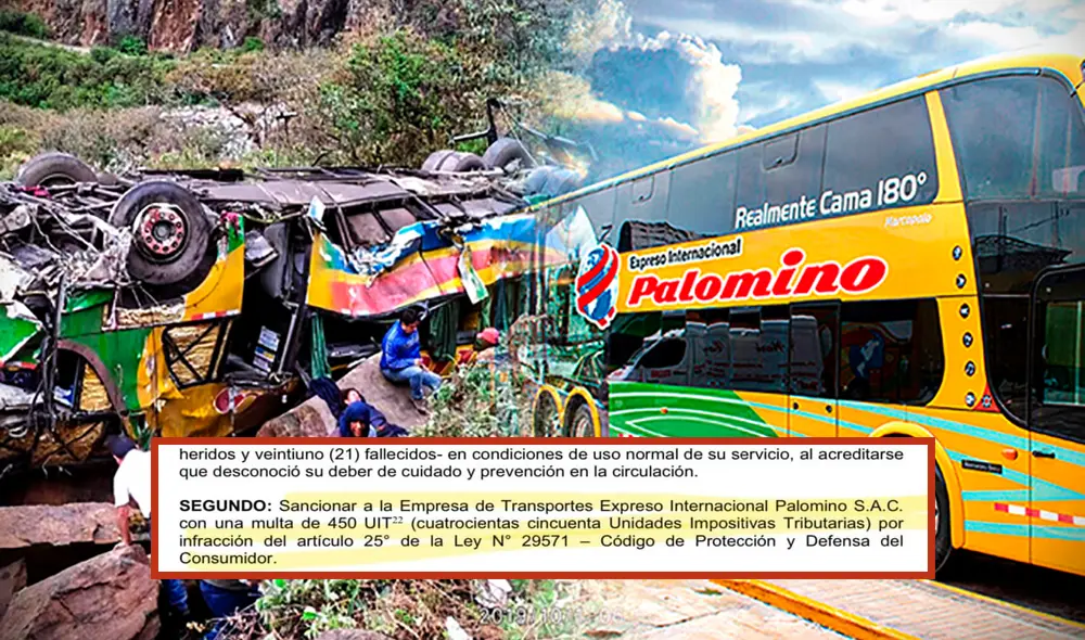 Empresa de Transportes Palomino protagonizó una volcadura luego de que sus choferes solo descansaran 4 horas. Foto: composición LR/Indecopi