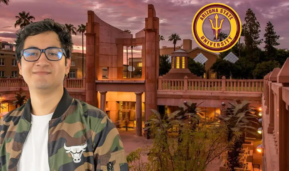 Davis Vela comenzará sus clases en Arizona State University (ASU) el 22 de agosto de este año. Foto: composición LR/ Andina/Arizona State University/College Logo Stuff