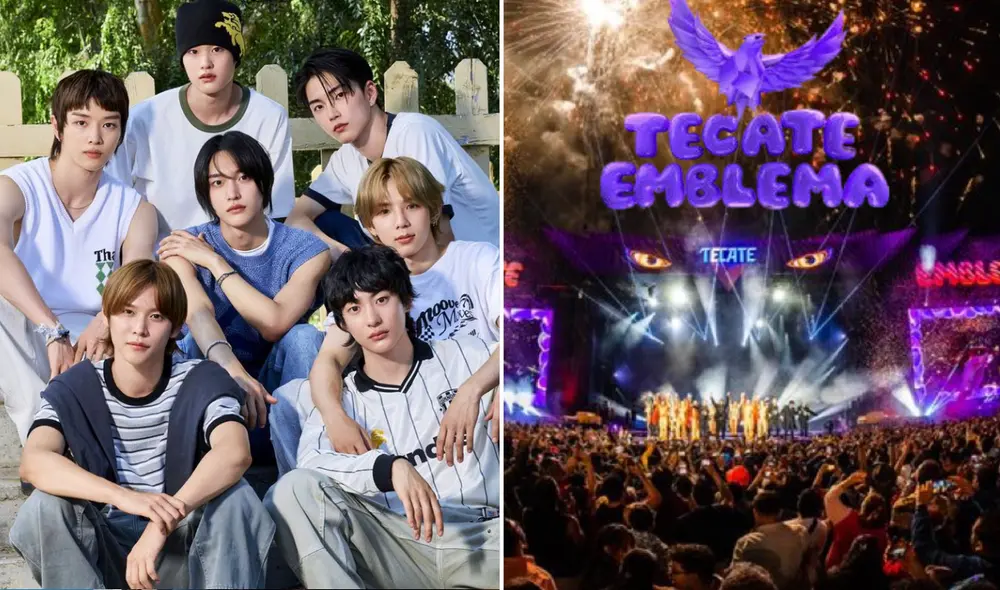 RIZZE será la primera banda coreana en actuar en un festival de música en México. Foto: composición/Tecate Emblema/X RIIZE