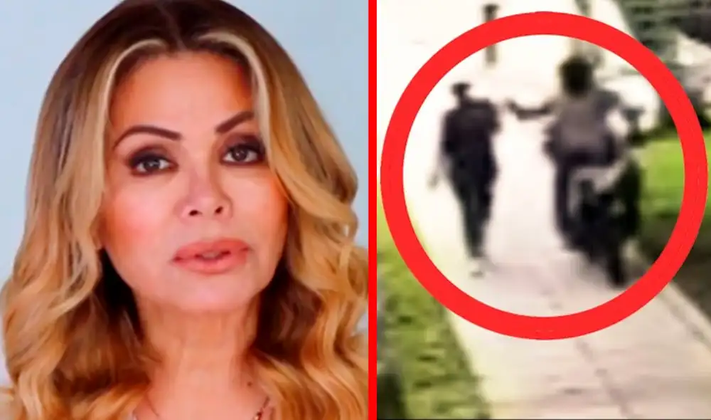 Gisela Valcárcel fue interceptada por un motociclista que le arrebató su dispositivo.  Foto: composición LR/Instagram/Gisela Valcárcel/Difusión