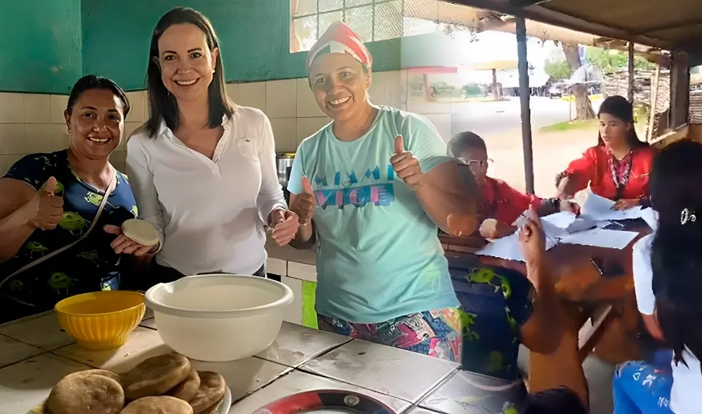 Usuarios en redes sociales iniciaron un debate sobre el cierre de la tienda de empanadas que visitó María Corina Machado. Foto: composición LR/X Usuarios en redes sociales iniciaron un debate sobre el cierre de la tienda de empanadas que visitó María Corina Machado. Foto: composición LR/X