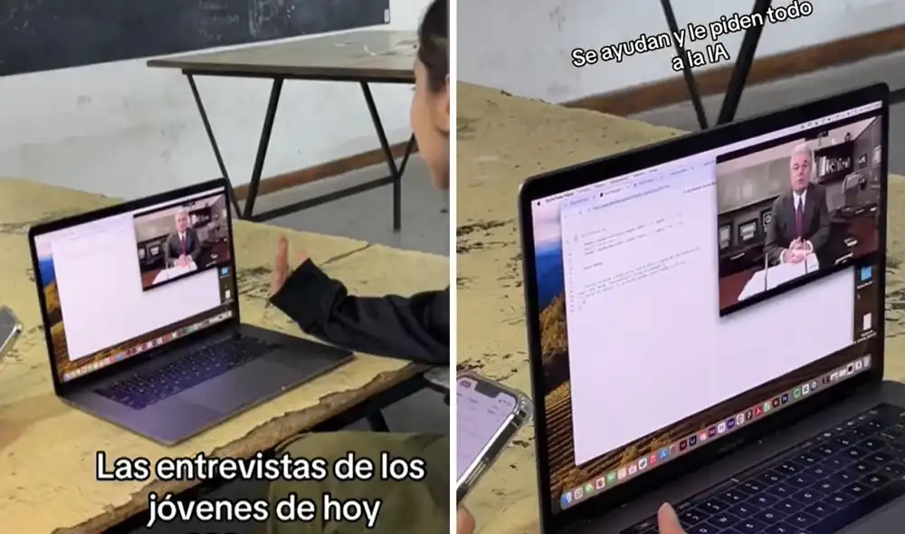Uso de la tecnología en entrevista generó opiniones dividas en redes. Foto: composición LR/ captura de TikTok