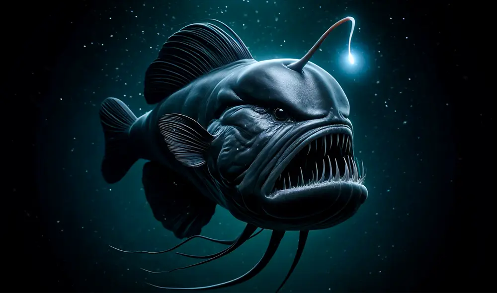 Pez futbol del Pacífico, que vive a más de 1000 metros de profundidad, es visto por primera vez en la costa de Oregón. Imagen: IA