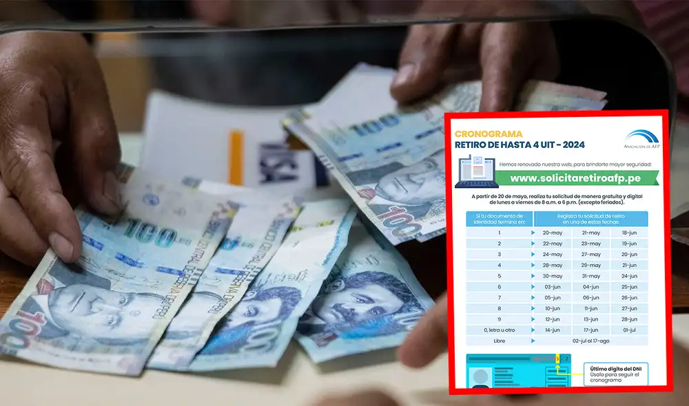 Desde el último 20 de mayo, se puede enviar solicitudes para efectuar el retiro de AFP 2024. Foto: composición LR/Andina/SBS