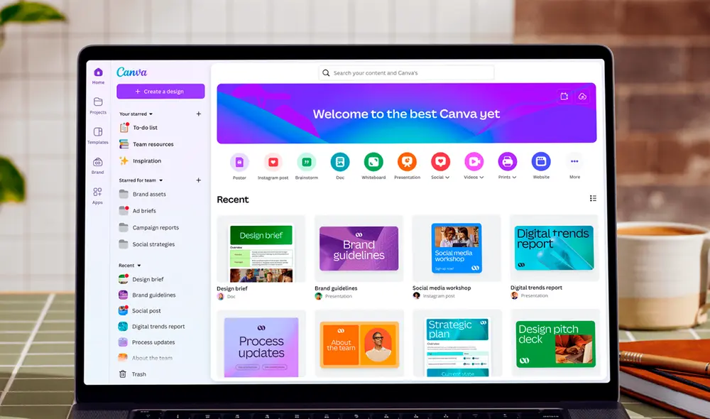Canva también tendrá una nueva interfaz. Foto: Canva Canva también tendrá una nueva interfaz. Foto: Canva