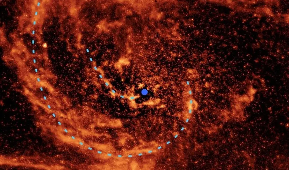 Este es el remolino del agujero negro al centro de Andrómeda que se alimenta de enormes cantidades de materia. Foto: NASA/Spitzer