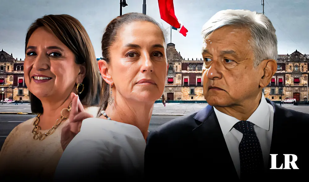 Según el portal Oraculus, Sheinbaum lidera las encuestas con un promedio del 55%, seguida de Gálvez con un 33%, y en un tercer y distante lugar, Máynez con un 8%. Foto: composición de Gerson Cardoso/LR/AFP. Video: AFP