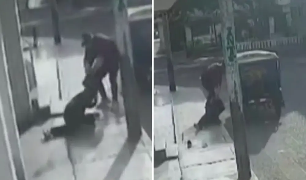 Mujer es arrastrada por la pista en Comas. Foto: captura