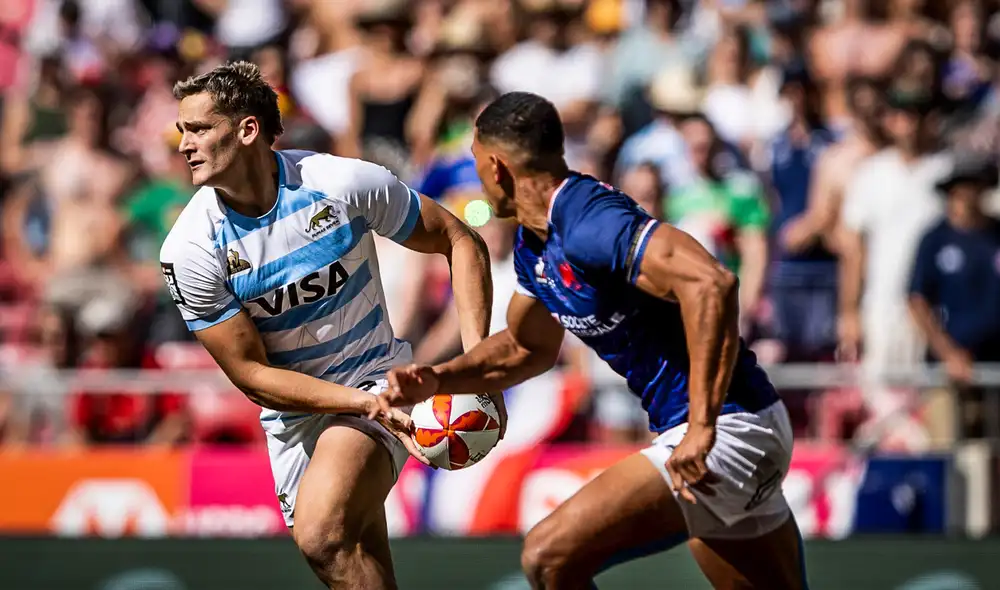 Los Pumas 7 no pudieron con Francia, que se cobró la revancha de la derrota en la fase de grupos en la final del Seven Madrid 2024. Foto: los Pumas 7 Los Pumas 7 no pudieron con Francia, que se cobró la revancha de la derrota en la fase de grupos en la final del Seven Madrid 2024. Foto: los Pumas 7