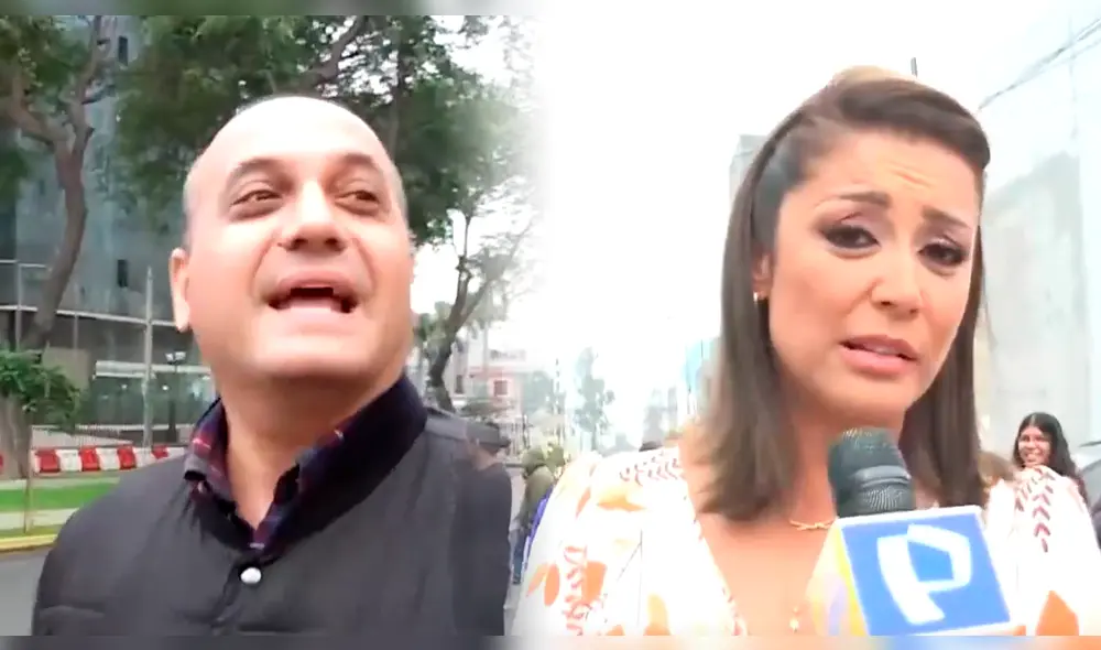 'Metiche' no dudó en llamar a Karla Tarazona y Christian Domínguez durante el Simulacro de Sismos en los exteriores de Panamericana Televisión. Foto: Captura Panamericana TV