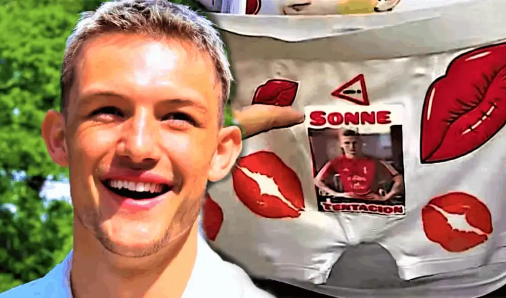 El popular ‘Calsonne’ causó sensación en Gamarra tras la integración de Oliver Sonne a la ‘Bicolor’. Foto: composición LR/YouTube/Denganche/Difusión - Video: YouTube/Denganche El popular ‘Calsonne’ causó sensación en Gamarra tras la integración de Oliver Sonne a la ‘Bicolor’. Foto: composición LR/YouTube/Denganche/Difusión - Video: YouTube/Denganche