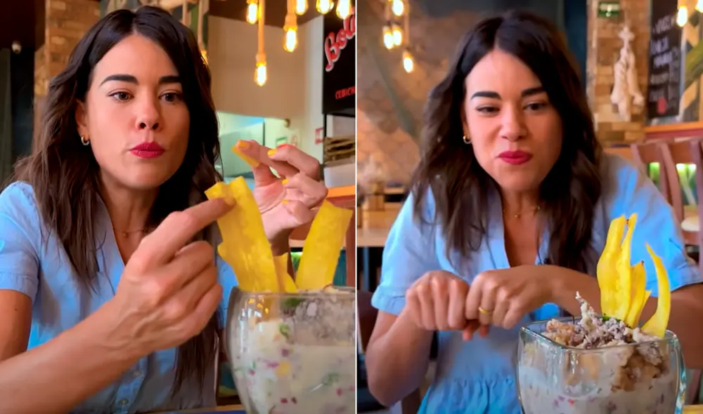 La extranjera probó por primera vez la tradicional leche de tigre en el restaurante peruano de Luisito Comunica. Foto: captura de YouTube.
