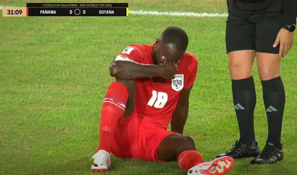 Cecilio Waterman salió de la cancha a los 30 minutos. Foto: captura de Concacaf.
