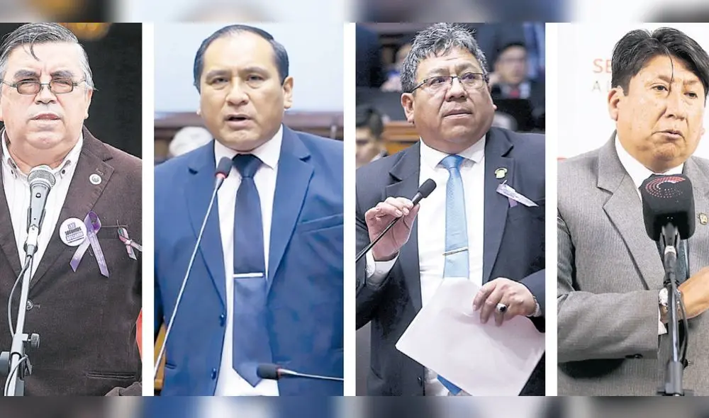Enemigos de la educación. Como sucedió con normas anteriores, estos son los congresistas que impulsaron la nueva norma. Álex Paredes, Flavio Cruz, Jorge Luis Flores y Waldemar Cerrón. Foto: Enemigos de la educación. Como sucedió con normas anteriores, estos son los congresistas que impulsaron la nueva norma. Álex Paredes, Flavio Cruz, Jorge Luis Flores y Waldemar Cerrón. Foto: