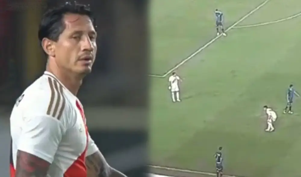 Gianluca Lapadula fue captado reclamándole al 'Tunche' por sus movimientos en la cancha. Foto: composición de LR/captura de Movistar Deportes