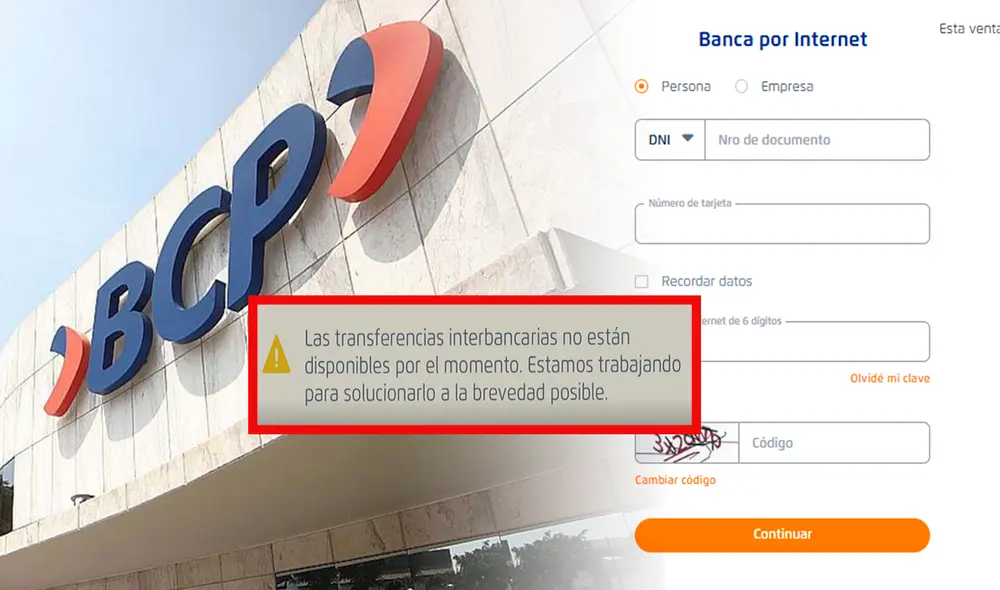 Usuarios reportan fallen en transferencias del BCP Usuarios reportan fallen en transferencias del BCP