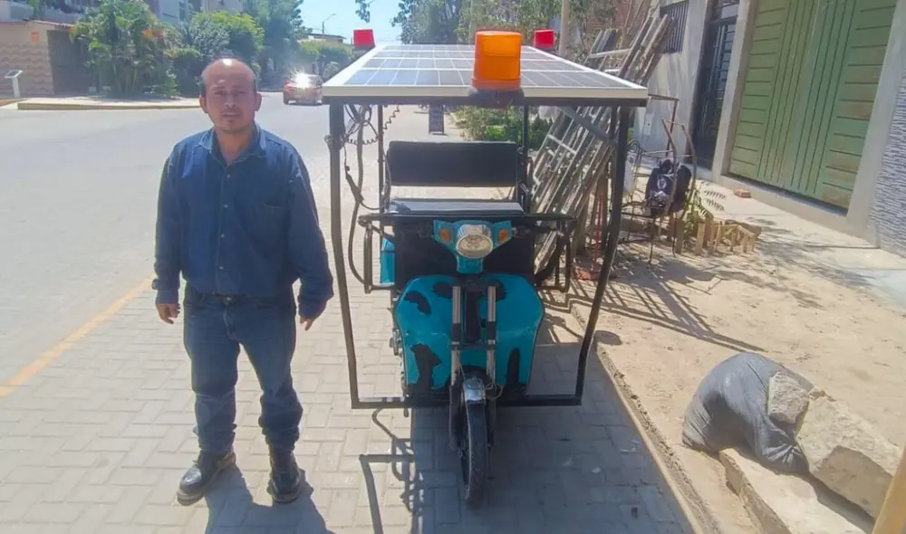 La mototaxi de energía solar alcanza los 35 km y tiene una durabilidad de ocho años. Foto: Maribel Mendo / La República