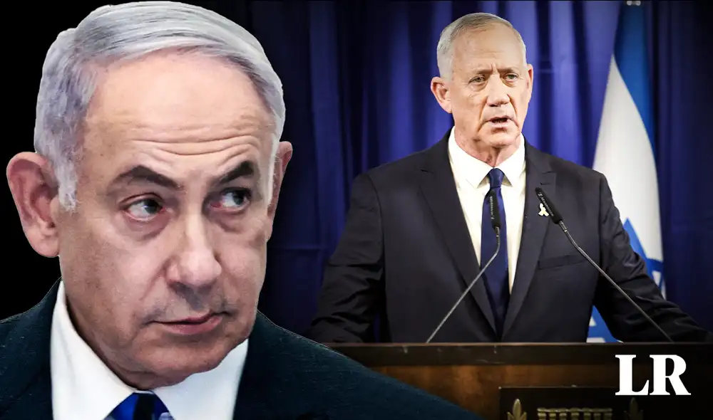 Gantz anunció su renuncia en la ciudad israelí de Ramat Gan, cerca de Tel Aviv, este 9 de junio. Foto: composición de Fabrizio Oviedo LR / Jack Guez / Gil Cohen-Magen