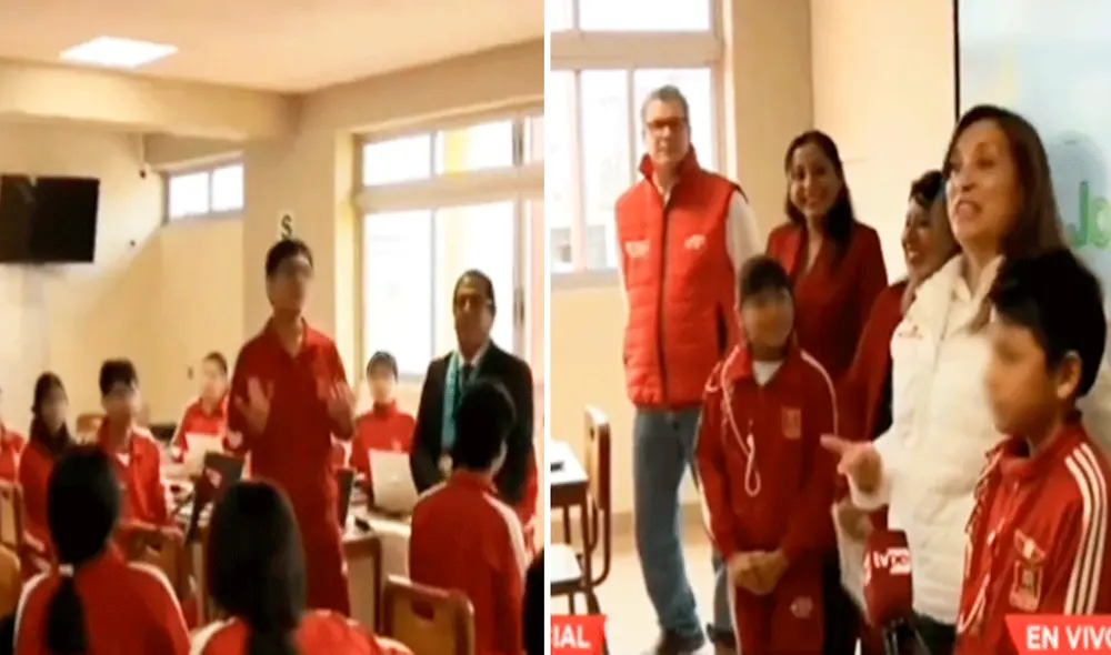 La presidenta Dina Boluarte, sorprendida por el saludo en inglés, se tomó unos segundos antes de responder. Foto: composición LR/X/@pabloramosrivas La presidenta Dina Boluarte, sorprendida por el saludo en inglés, se tomó unos segundos antes de responder. Foto: composición LR/X/@pabloramosrivas