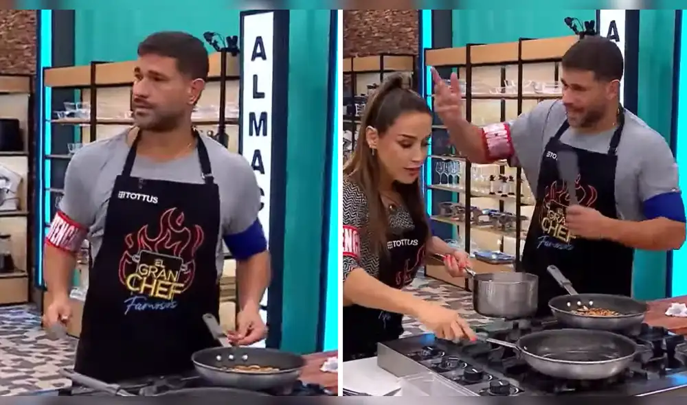 Yaco Eskenazi mostró incomodidad con su compañera durante la competencia de cocina. Foto: Composición LR/Captura de pantalla/Latina tv