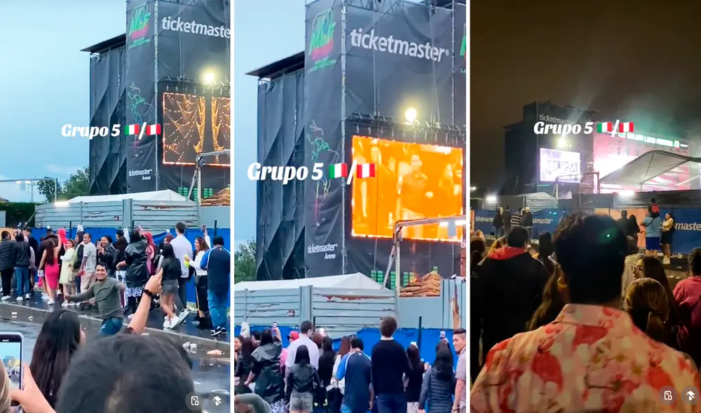 Peruanos esperaban en los exteriores de un campo en Milán para poder ver al Grupo 5. Foto: composición LR/TikTok/@mafdet114