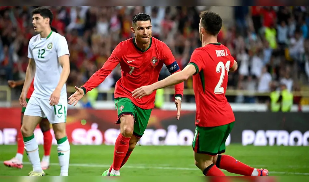 Doblete de Cristiano Ronaldo en goleada de Portugal sobre Irlanda. Foto: AFP.