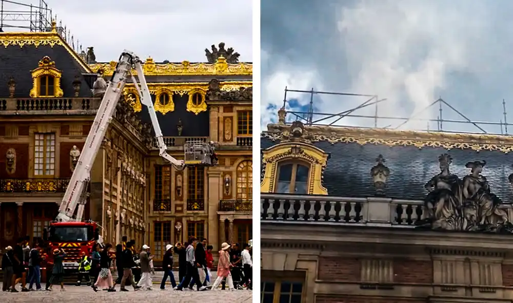 De acuerdo con informes locales, la humareda generada por el pequeño incendio se pudo visualizar desde el castillo, causando preocupación entre los visitantes. Foto: Composición LR/@Lours2Paris/Todo Noticias.