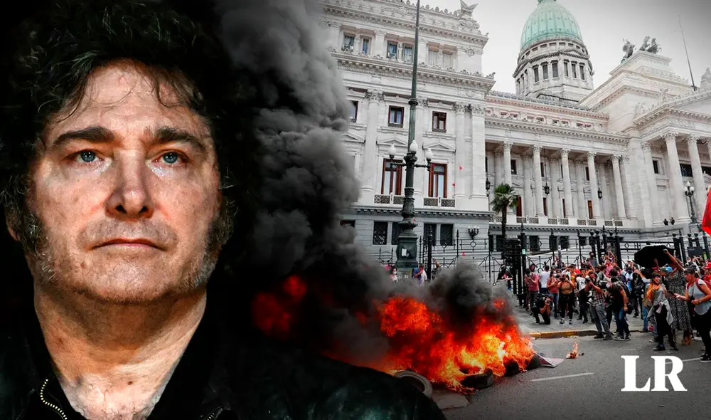 Fuerzas Armadas argentinas redujeron a manifestantes a las afueras del Congreso de la Nación. Foto: composición Jazmin Ceras/LR/AFP