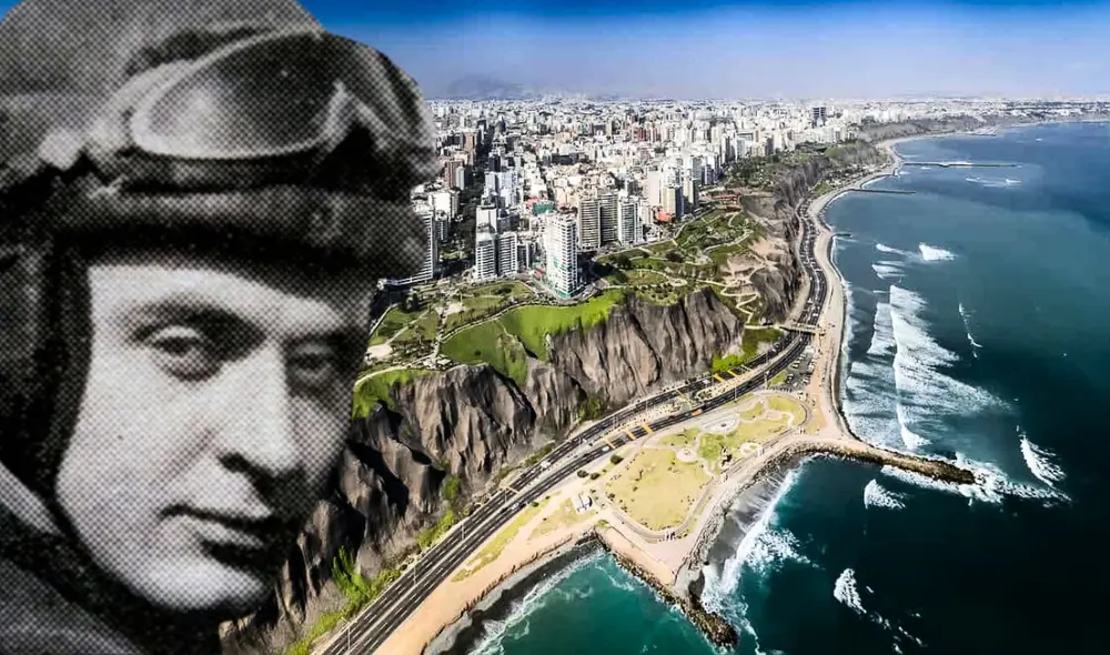 Juan Bielovucic Cavalié, el primer piloto en sobrevolar Lima. composición LR/ Sindicato de Pilotos Lan Perú S. A. / Viajar a Perú Juan Bielovucic Cavalié, el primer piloto en sobrevolar Lima. composición LR/ Sindicato de Pilotos Lan Perú S. A. / Viajar a Perú