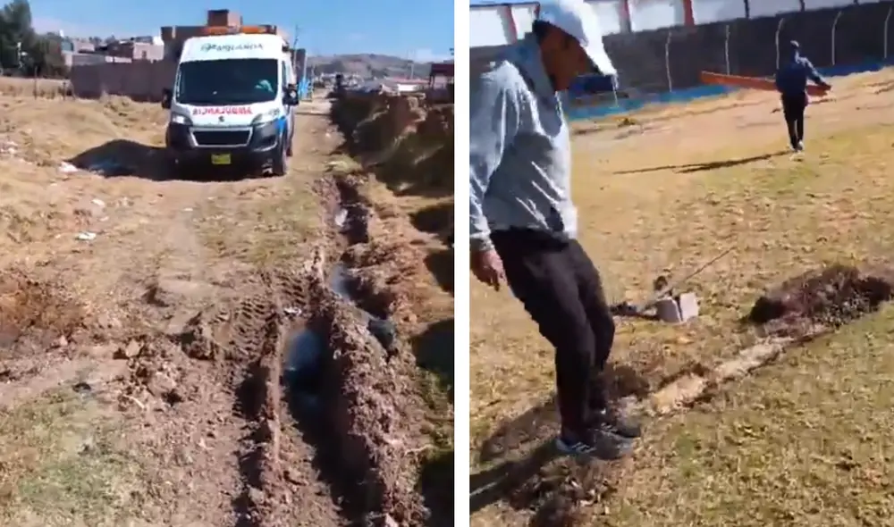 El Estadio Monumental de Jauja tenía tuberías expuestas en la cancha y no contaba con ambulancia. Foto: composición LR/Edward Alva/X