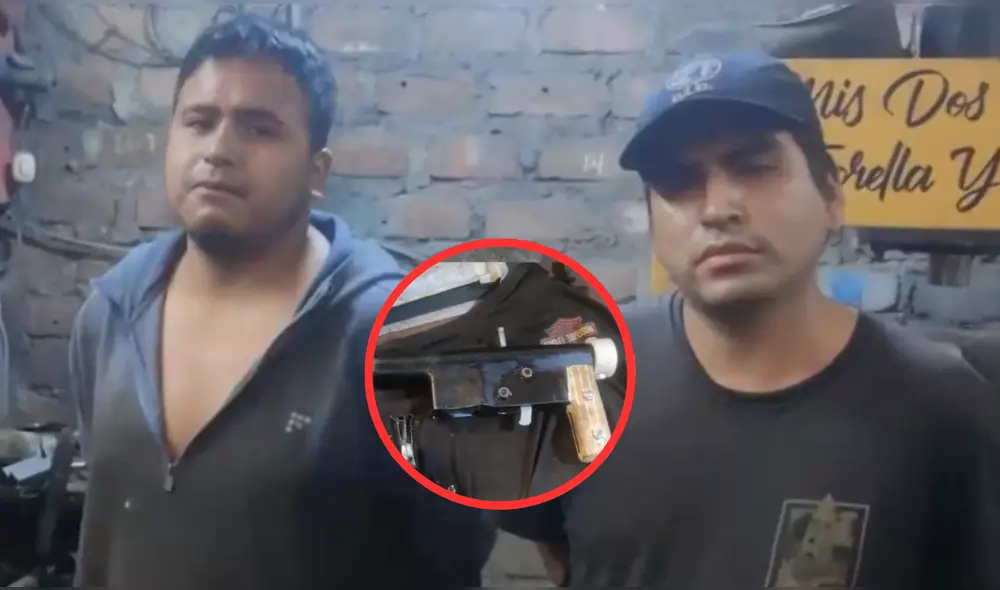 Delincuentes usaban una fábrica de fachada para elaborar las peligrosas armas. Foto: Composición LR/Captura America Televisión