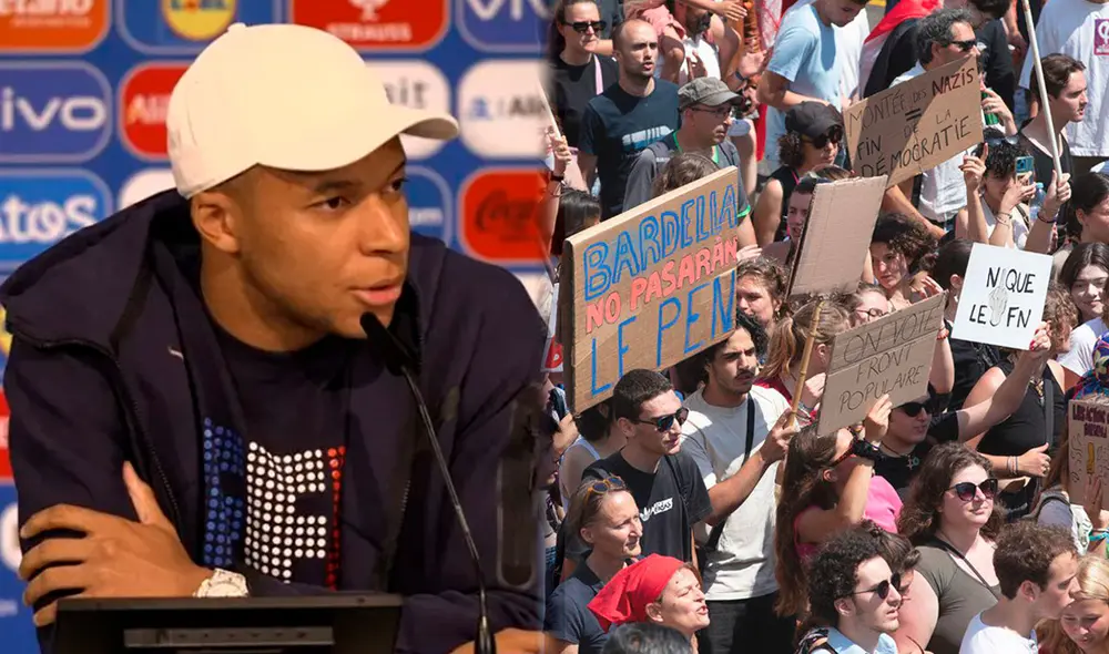 Kylian Mbappé: “Espero que mi voz tenga el mayor peso posible porque necesitamos identificarnos con nuestros valores, que son valores de diversidad, tolerancia y respeto”. Foto: Composición LR/Rueda de prensa/AFP