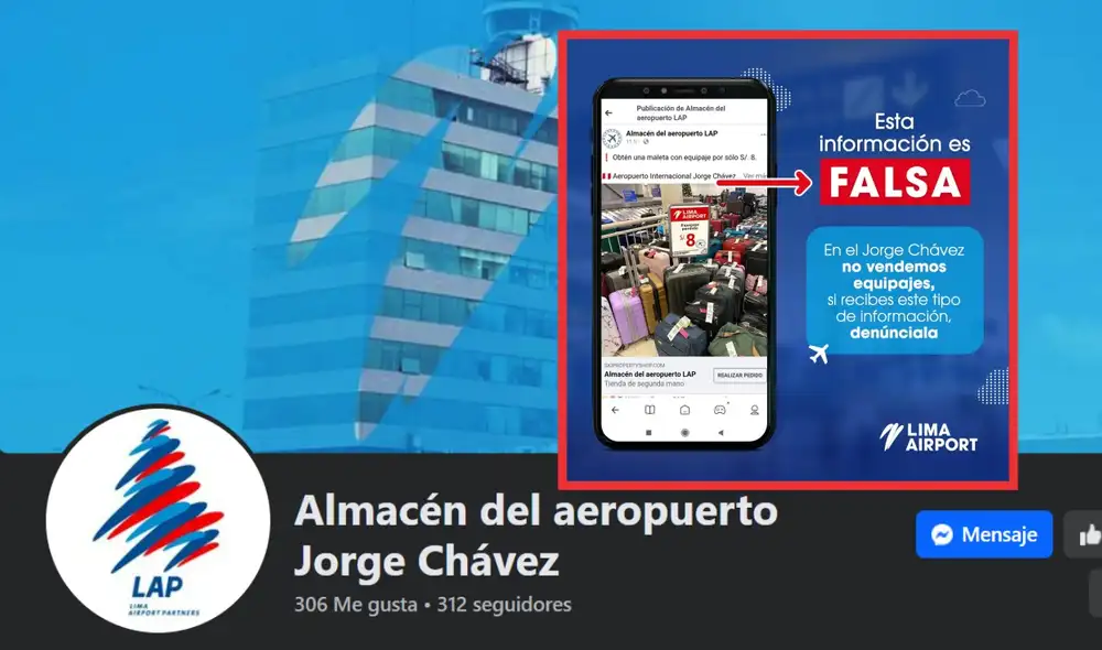 El Aeropuerto Internacional Jorge Chávez, a través de página de Facebook, informó que esta información es completamente falsa. Foto: composición LR