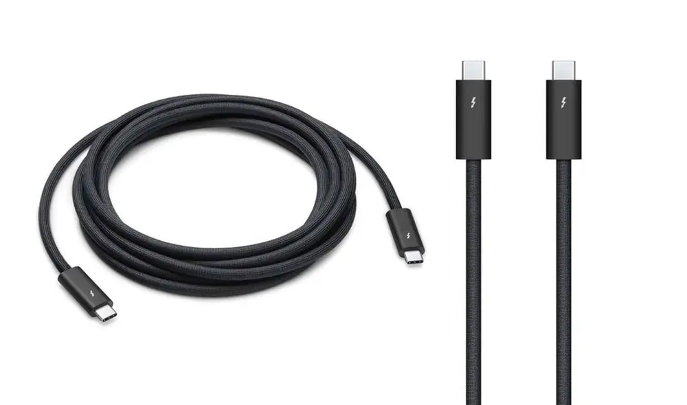 Así luce el Thunderbolt 4 (USB‑C) Pro Cable de 3 metros. Foto: Apple Así luce el Thunderbolt 4 (USB‑C) Pro Cable de 3 metros. Foto: Apple