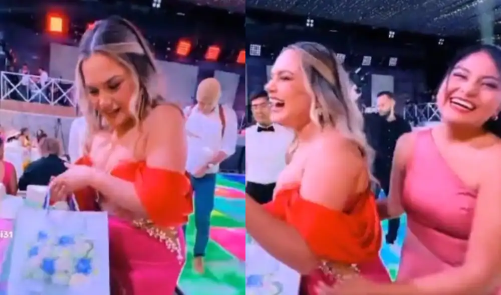 Lesly Águila no esperaba recibir esta sorpresa por parte de Nickol Sinchi. Composición LR/TikTok/Nickol Sinchi