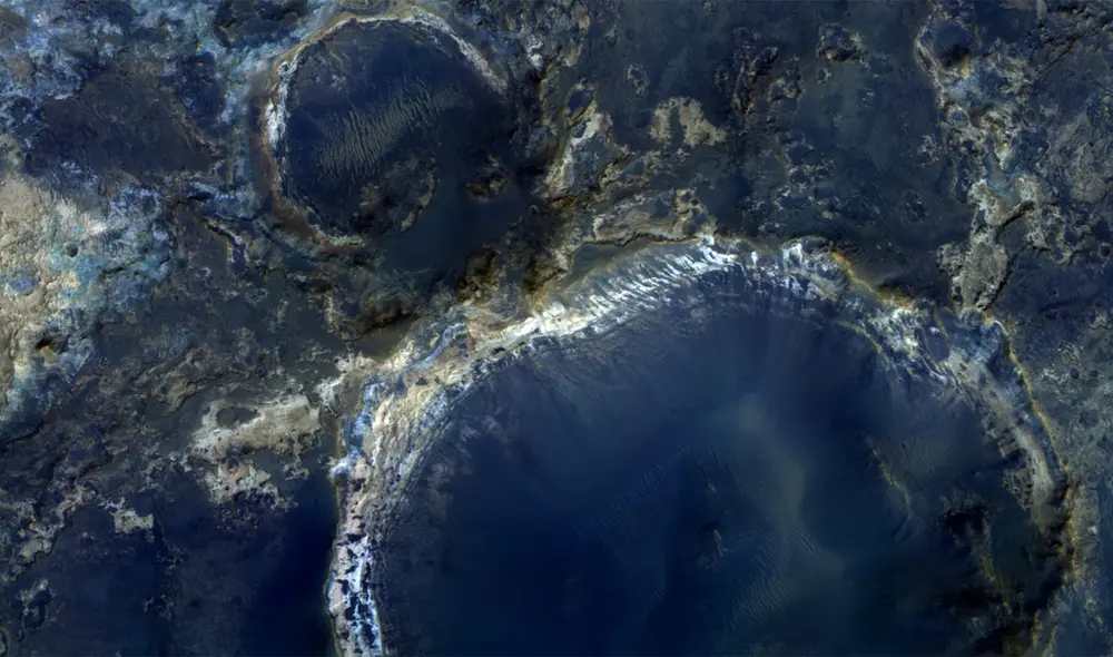 Imagen orbital de la región de Mawrth Vallis, un valle de Marte, un antiguo canal de salida de agua. Foto: ESA