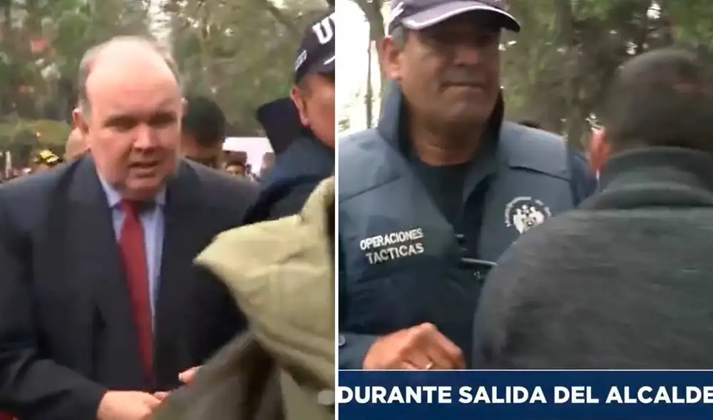 La agresión contra periodista se registró cuando el alcalde Rafael López Aliaga se retiraba del Parque Alameda de Las Malvinas. Foto: captura TV.