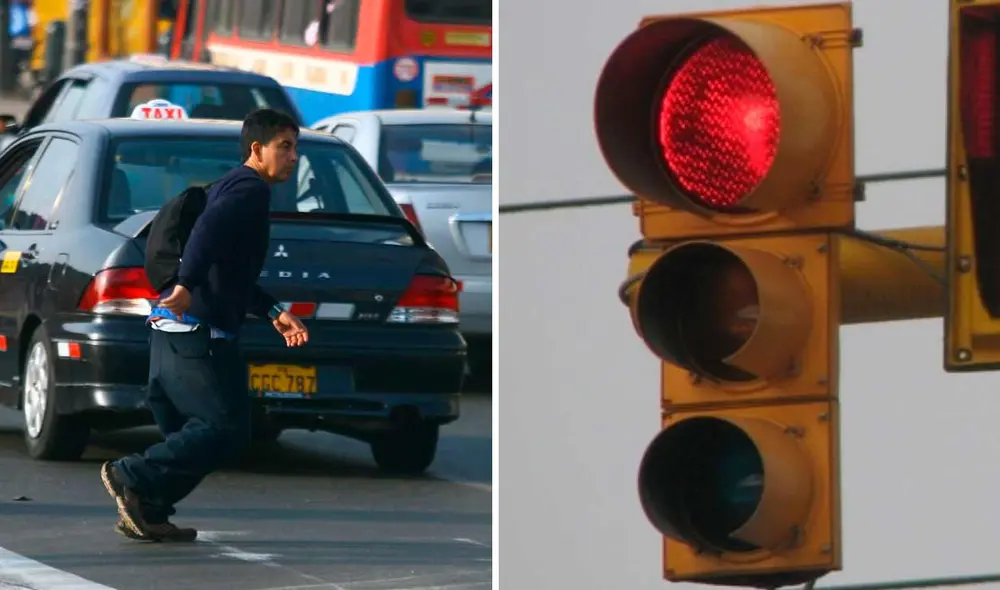 Según el Sistema Administración Tributaria (SAT), cruzar la pista con semáforo en rojo se considera una infracción "muy grave". Foto: composición LR/Andina