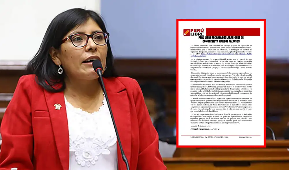 Congresista Margot Palacios presentó una denuncia ante el Comité de Derechos Humanos de los Parlamentarios de la Unión Interparlamentaria, alegando violaciones a sus derechos. Foto: composición LR/Margot Palacios/Perú Libre Congresista Margot Palacios presentó una denuncia ante el Comité de Derechos Humanos de los Parlamentarios de la Unión Interparlamentaria, alegando violaciones a sus derechos. Foto: composición LR/Margot Palacios/Perú Libre