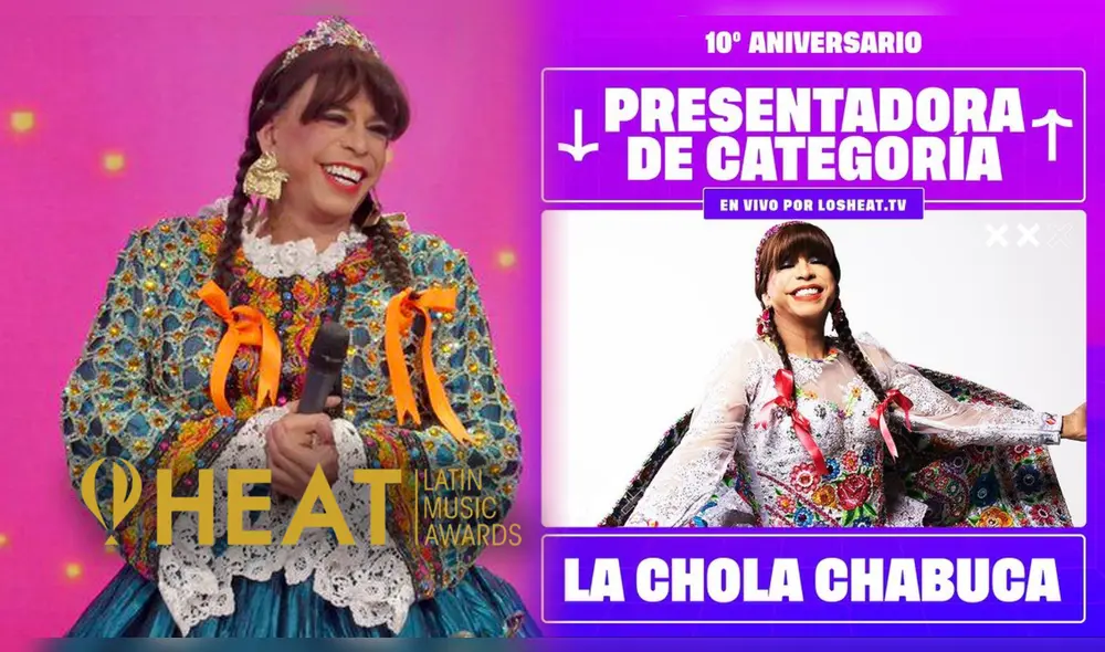 La Chola Chabuca fue confirmada como una de las presentadoras de categoría en los Premios Heat 2024. Foto: composición LR/Instagram Premios Heat/Chola Chabuca Facebook/Freepik La Chola Chabuca fue confirmada como una de las presentadoras de categoría en los Premios Heat 2024. Foto: composición LR/Instagram Premios Heat/Chola Chabuca Facebook/Freepik