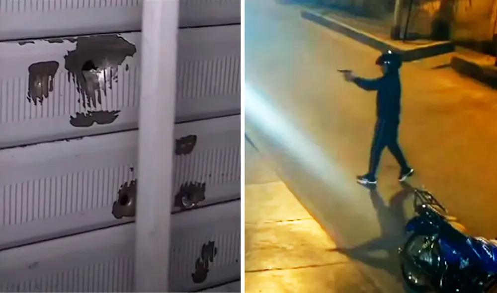 Al lado de la bodega, también se puede ver el atentado que sufrió una botica en la semana previa. Foto: captura Latina TV Al lado de la bodega, también se puede ver el atentado que sufrió una botica en la semana previa. Foto: captura Latina TV